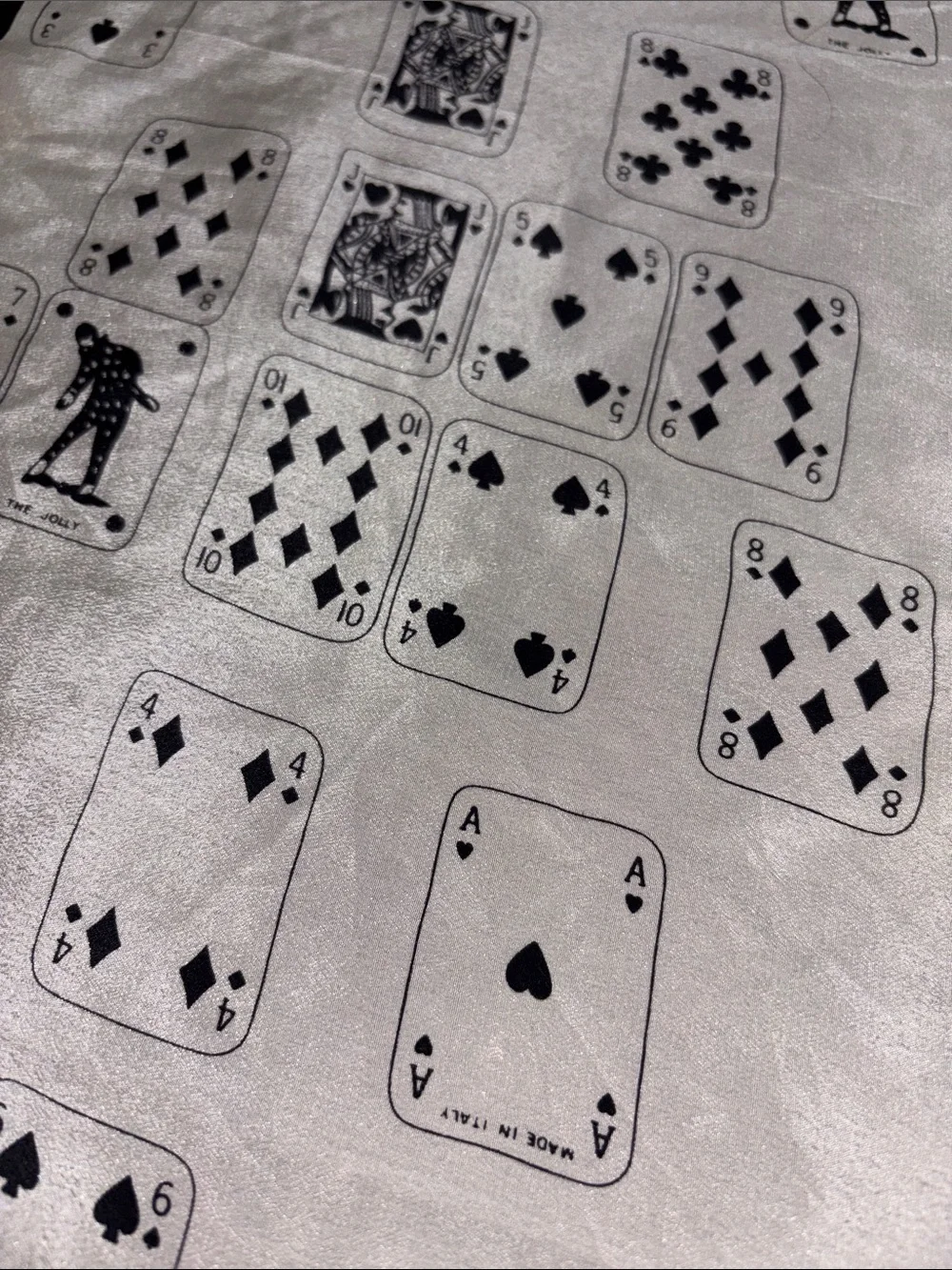 Geoffrey Beene Black and White Playing Card Silk Scarf